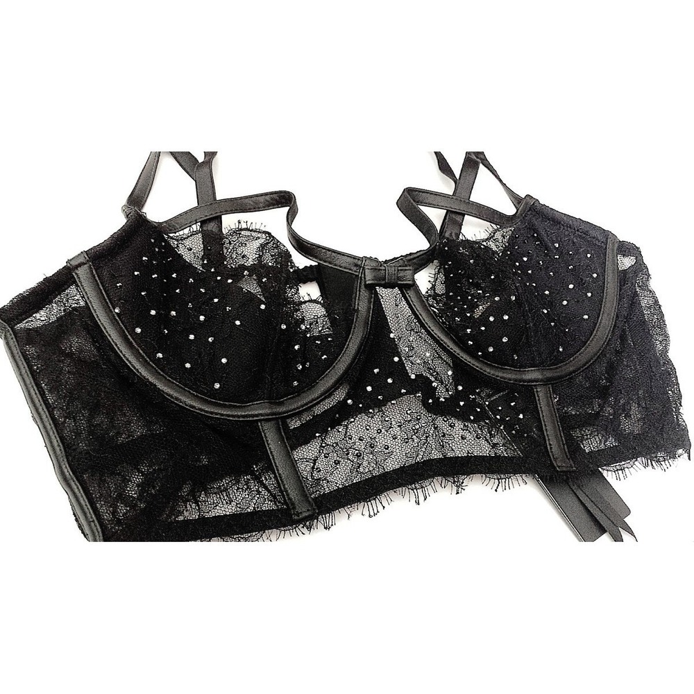 Victoria's Secret Designer Collection Swarovski Rhinestone Lace Bustier Bra 32D